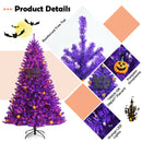 6ft Pre-lit Purple Halloween Christmas Tree w/ Orange Lights Pumpkin Decorations