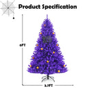 6ft Pre-lit Purple Halloween Christmas Tree w/ Orange Lights Pumpkin Decorations