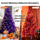 6ft Pre-lit Purple Halloween Christmas Tree w/ Orange Lights Pumpkin Decorations