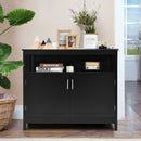 Kitchen Buffet Server Sideboard Storage Cabinet w/2 Doors & Shelf White/Black