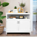 Kitchen Buffet Server Sideboard Storage Cabinet w/2 Doors & Shelf White/Black