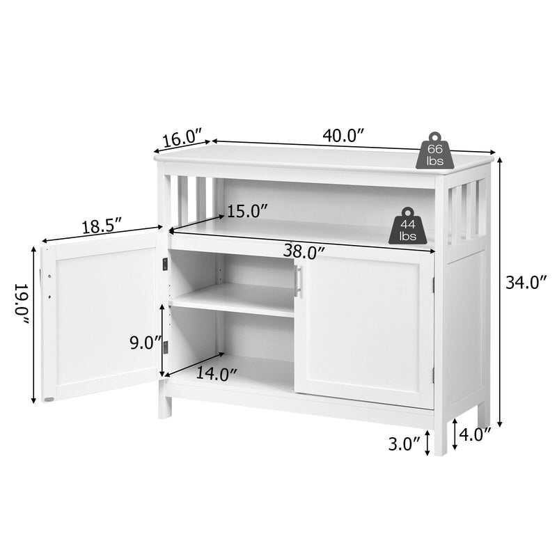 Kitchen Buffet Server Sideboard Storage Cabinet w/2 Doors & Shelf White/Black