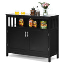 Kitchen Buffet Server Sideboard Storage Cabinet w/2 Doors & Shelf White/Black