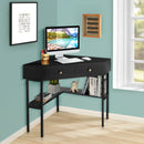Corner Computer Desk Writing Workstation Study Desk w/ 2 Drawers