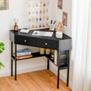 Corner Computer Desk Writing Workstation Study Desk w/ 2 Drawers