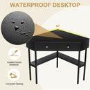 Corner Computer Desk Writing Workstation Study Desk w/ 2 Drawers