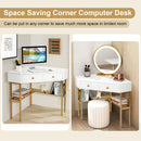 Corner Computer Desk Writing Workstation Study Desk w/ 2 Drawers