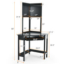 Corner Computer Desk Triangle Study Desk w/ Hutch & Keyboard Tray White/Black