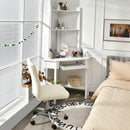 Corner Computer Desk Triangle Study Desk w/ Hutch & Keyboard Tray White/Black