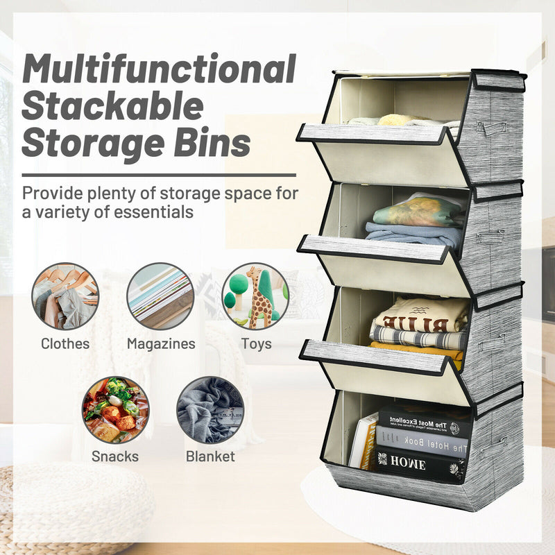 Large Stackable Bins Cubes W/Lids Storage Organizers W/Linen