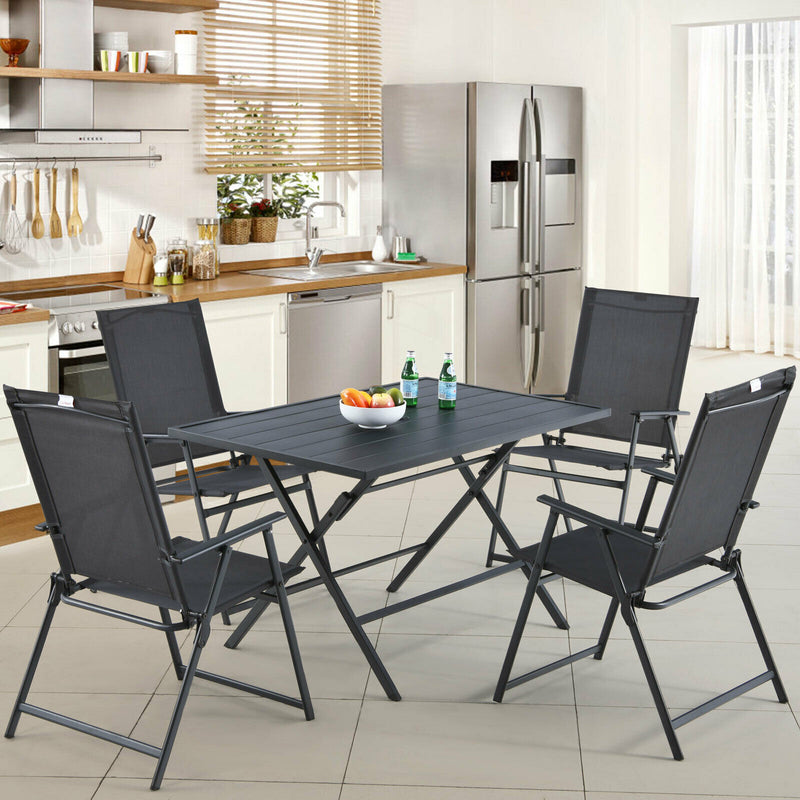 5 PCS Patio Dining Furniture Set Armchairs Folding Table No Assembly