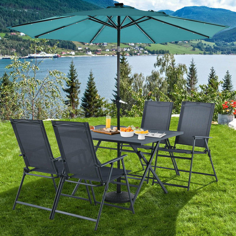 5 PCS Patio Dining Furniture Set Armchairs Folding Table No Assembly