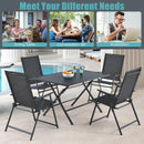 5 PCS Patio Dining Furniture Set Armchairs Folding Table No Assembly