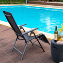 Outdoor Foldable Reclining Chair Aluminum Frame 7-Position Adjustable