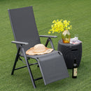 Outdoor Foldable Reclining Chair Aluminum Frame 7-Position Adjustable