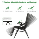 Outdoor Foldable Reclining Chair Aluminum Frame 7-Position Adjustable