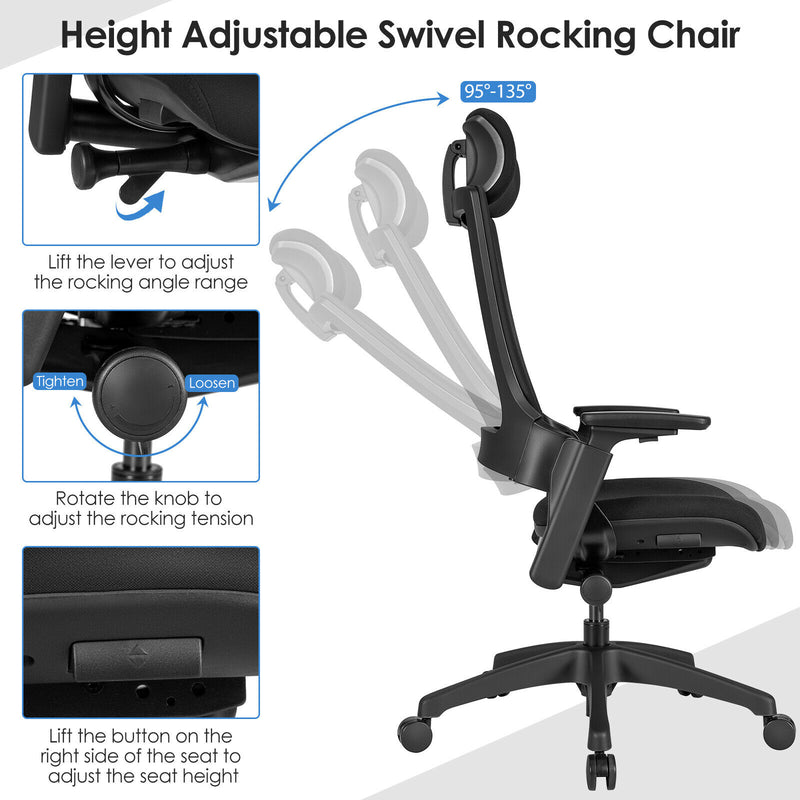 Executive Office Chair Adjustable Task Chair w/Sliding Seat & 3D Armrest