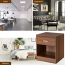 Nightstand with Drawer Storage Cabinet Modern Beside End Table Brown