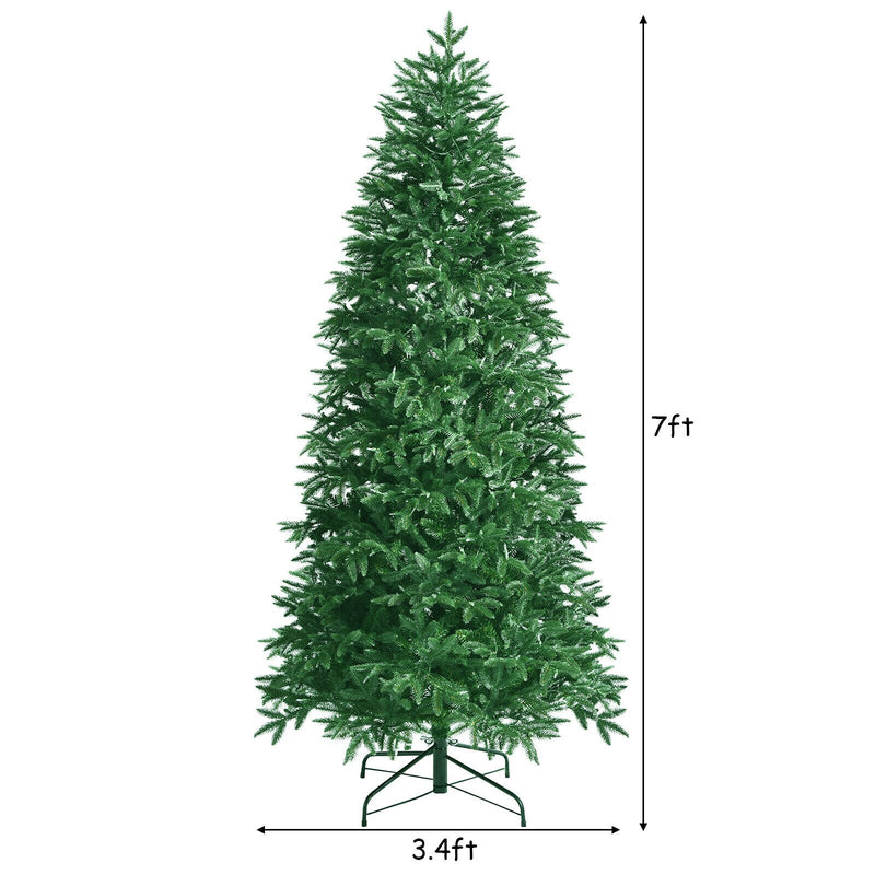 7ft Pre-lit Hinged Christmas Tree w/ 450 LED Lights & 9 Dynamic Effects