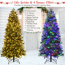 7ft Pre-lit Hinged Christmas Tree w/ 450 LED Lights & 9 Dynamic Effects