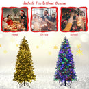 7ft Pre-lit Hinged Christmas Tree w/ 450 LED Lights & 9 Dynamic Effects