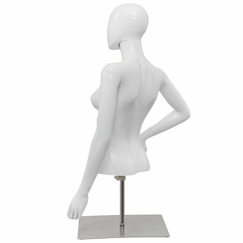 Female Mannequin Realistic Torso Half Body Head Turn Dress Form Display w/Base