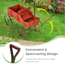 Wooden Garden Flower Planter Wagon Plant Bed W/ Wheel Garden Yard Red