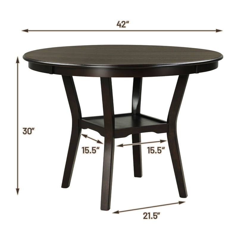 42” Round Dining Table 2-tier Kitchen Living Room Table w/Storage Shelf