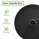 49LBS Patio Resin Umbrella Base Stand Wicker Style Heavy Duty Black