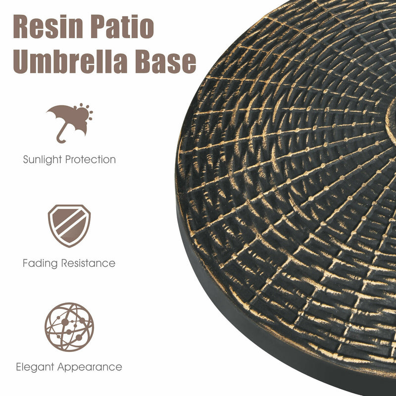 22LBS Patio Resin Umbrella Base Stand Wicker Style Heavy Duty Bronze