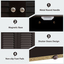 Corner Storage Cabinet Freestanding Floor Cabinet Bathroom w/ Shutter Door Brown