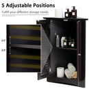 Corner Storage Cabinet Freestanding Floor Cabinet Bathroom w/ Shutter Door Brown