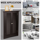 Corner Storage Cabinet Freestanding Floor Cabinet Bathroom w/ Shutter Door Brown