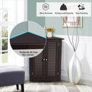 Corner Storage Cabinet Freestanding Floor Cabinet Bathroom w/ Shutter Door Brown