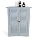 Corner Storage Cabinet Freestanding Floor Cabinet Bathroom w/ Shutter Door Grey