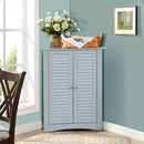 Corner Storage Cabinet Freestanding Floor Cabinet Bathroom w/ Shutter Door Grey