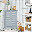 Corner Storage Cabinet Freestanding Floor Cabinet Bathroom w/ Shutter Door Grey