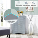 Corner Storage Cabinet Freestanding Floor Cabinet Bathroom w/ Shutter Door Grey