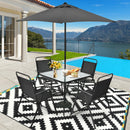 6PCS Patio Furniture Dining Set Folding Chairs Glass Table W/Umbrella Deck Grey