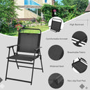 6PCS Patio Furniture Dining Set Folding Chairs Glass Table W/Umbrella Deck Grey