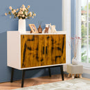 Sideboard Buffet Storage Cabinet w/2 Door Metal Legs Accent Cabinet 32In