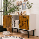 Sideboard Buffet Storage Cabinet w/2 Door Metal Legs Accent Cabinet 32In