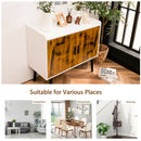 Sideboard Buffet Storage Cabinet w/2 Door Metal Legs Accent Cabinet 32In