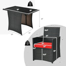 3PCS Patio Rattan Furniture Set Cushion Sofa Armrest Garden Deck Red