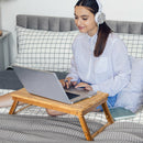 Bamboo Laptop Desk Adjustable Folding Bed Tray w/Drawer Heat Dissipation