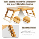 Bamboo Laptop Desk Adjustable Folding Bed Tray w/Drawer Heat Dissipation