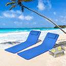 3-Piece Beach Lounge Chair Mat Set 2 Adjustable Lounge Chairs with Table Stripe