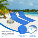 3-Piece Beach Lounge Chair Mat Set 2 Adjustable Lounge Chairs with Table Stripe