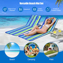 3-Piece Beach Lounge Chair Mat Set 2 Adjustable Lounge Chairs with Table Stripe