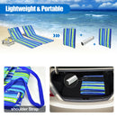 3-Piece Beach Lounge Chair Mat Set 2 Adjustable Lounge Chairs with Table Stripe